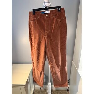 Old Navy OG Loose High Rise Corduroy Pants Rust Brown Size 8 Relax Straight Leg